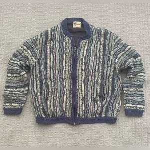 Vintage Coogi Classic Zip Front Cotton/Linen Lined Cardigan Jacket
